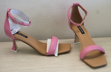 Nine West Women's Sz 7.5M Medium Pink Paxx 3 PU Leather Strappy Dress Sandal SIB