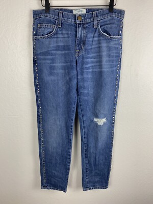 Current Elliot The Fling Denim Jeans Whiskey Destroy With Studs Women's Size 26