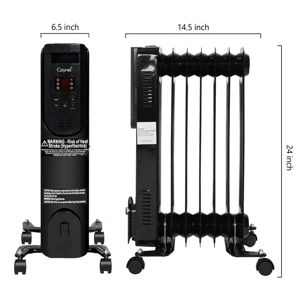 Radiador Calentador Lleno de Aceite Espacial con Termostato Ajustable Temporizador 24H 3 Modos Foto 3 de 4