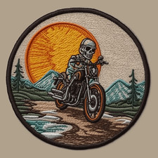 Skeleton Patch Iron-on Applique Halloween Badge Motorcycle Skull Flames Decor