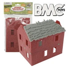 BMC WW2 Bombed French Farm House Plastic Army Men Playset 1:32 Scale Accessory