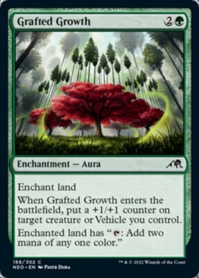 GRAFTED GROWTH X 4 N/M KAMIGAWA NEON DYNASTY MAGIC THE GATHERING
