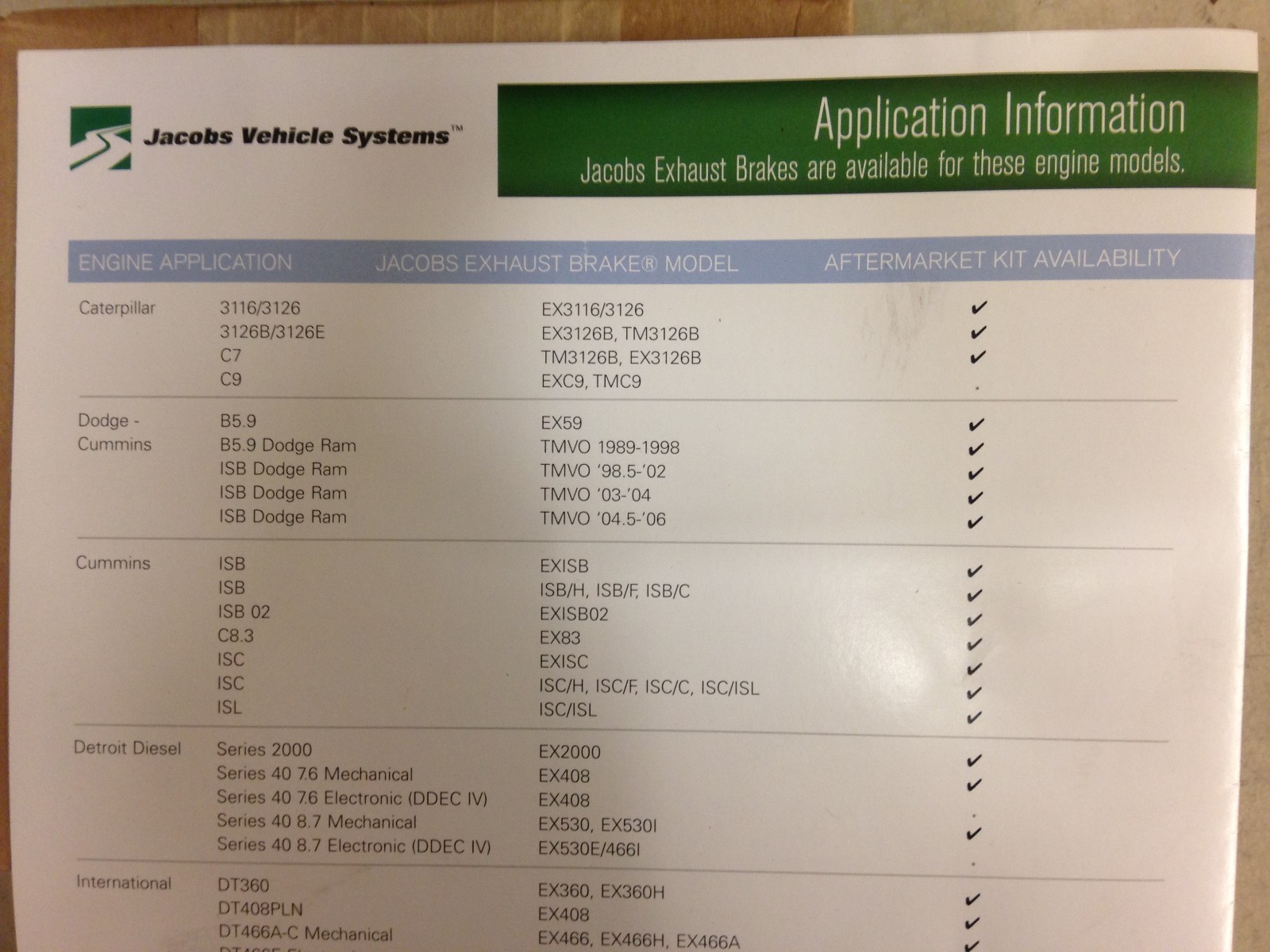 Jacobs Exhaust Brake Kit, Jake Brake, TM3126B, 25822, New eBay