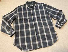 VTG LEVI'S SUTTER CREEK Long Sleeve SHIRT Big E Faded Plaid Mens Large Grey Blue