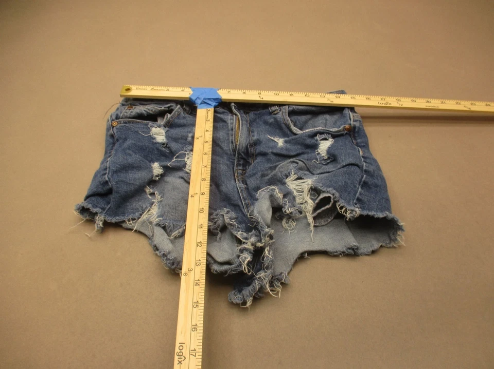 ARIYA размер 15 молодежи синий богатый хлопок смесь искусственно состаренный джинсовой ткани отрезные шорты 428 - Изображение 3 из 4