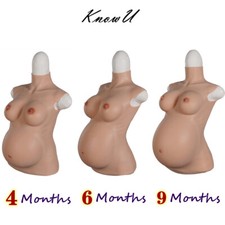 KnowU 4/6/9 Months Pregnant Fake Chest With Belly Silicone Breast Forms Cosplay