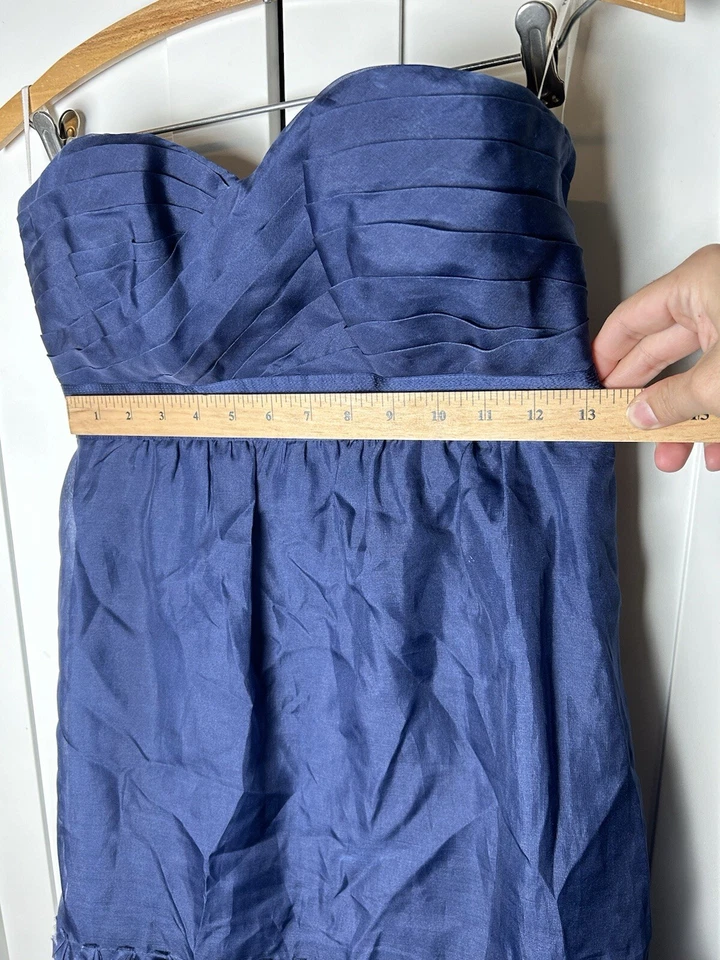 Vestido Phoebe Couture 100 % seda sin tirantes formal cóctel graduación azul marino talla 2 Foto 4 de 4