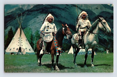Postcard Arkansas Hot Sprtings AR Native American Indian Horses 1960s Unposted