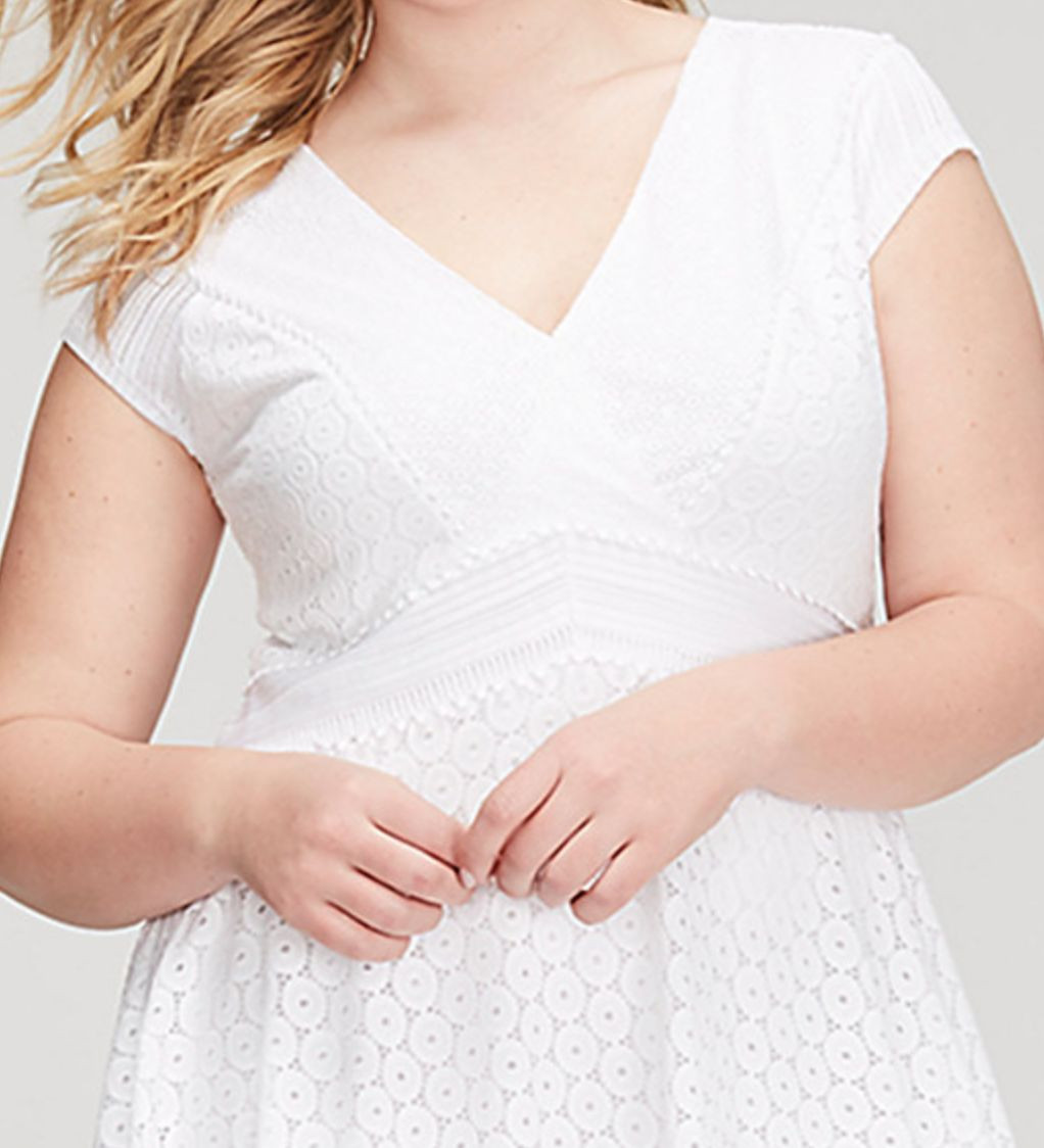 LANE BRYANT WOMEN'S WHITE DETAILED FIT & FLARE LINED LACE DRESS PLUS Sz 24  | eBay