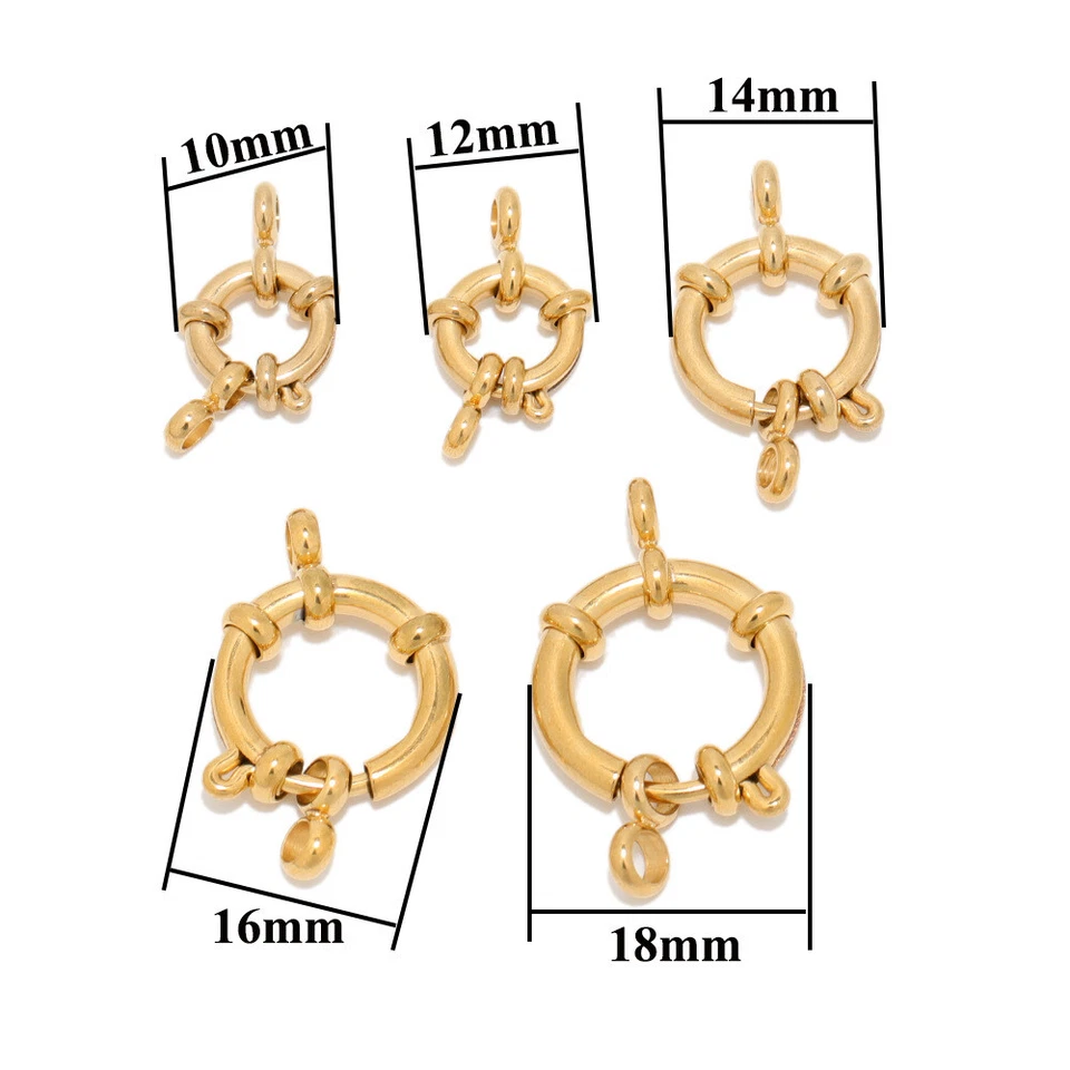 10pcs Stainless Steel Spring Ring Clasps  10/12/14/16/18mm - Image 2 of 4