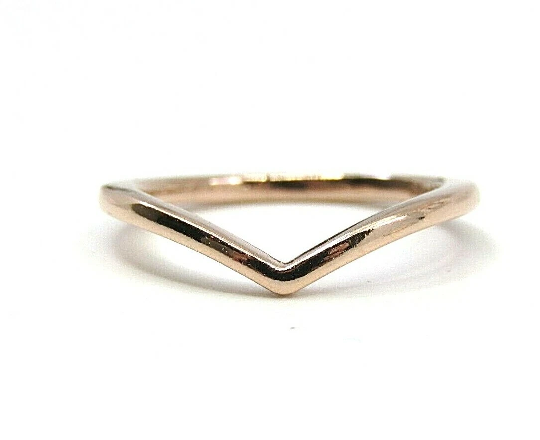 AUTENTICO ANILLO DE ESPIGA PULIDO PANDORA ENCHAPADO EN ORO ROSA 14K TALLA 46
