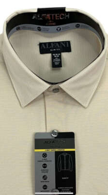 Alfani Men's Dress Shirt 4Way Stretch Slim Fit Non Iron Athletic Tan or Lavender | eBay Alfani Men's Dress Shirt 4Way Stretch Slim Fit Non Iron Athletic Tan or Lavender | eBay