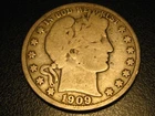 1909-O 90% Silver Barber Half Dollar VG FULL RIMS