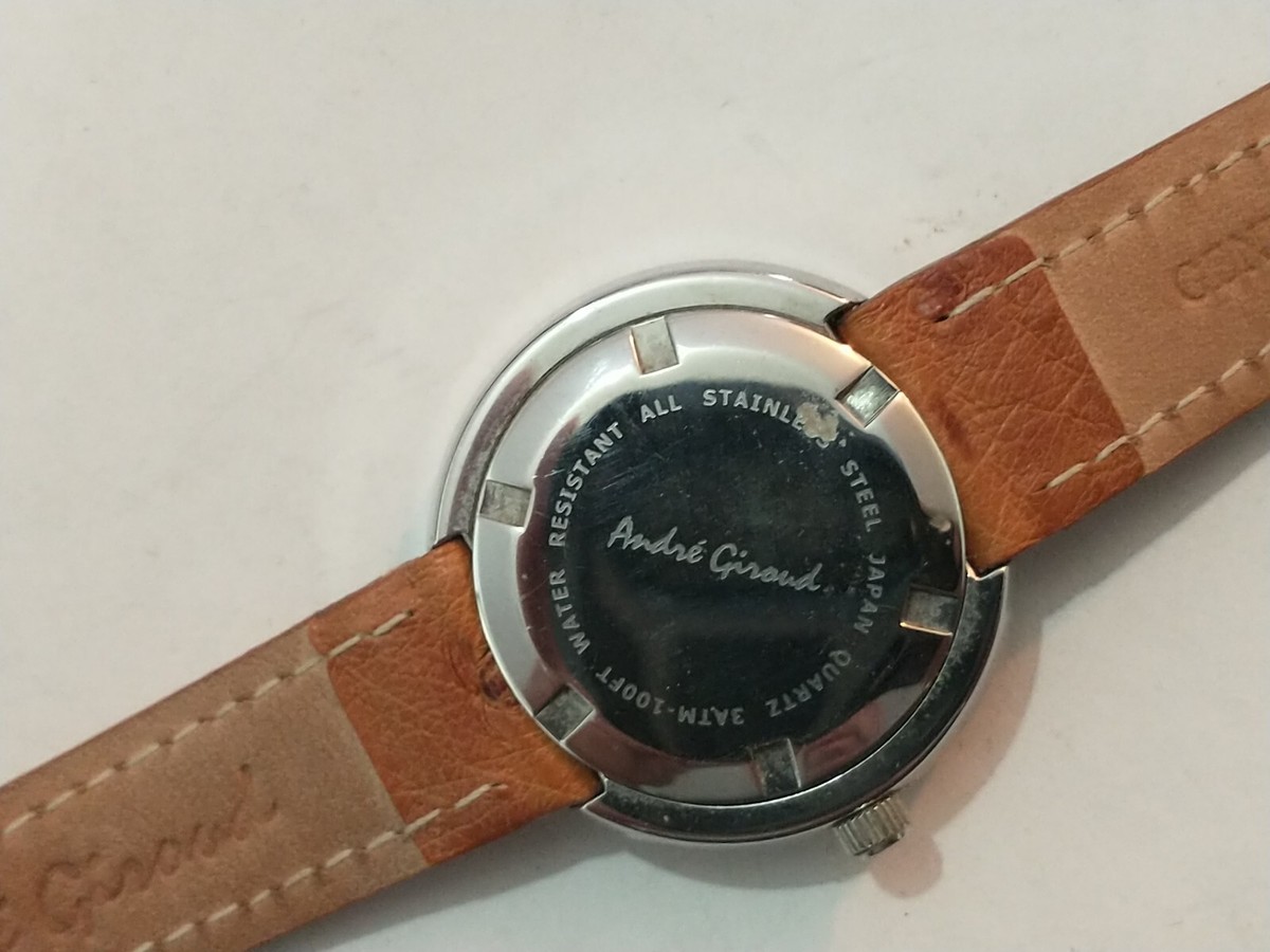 Andre Giroud Womens Silver Floating Gem Ostrich Band Watch New Battery Works Andre Giroud Floating Crystal Watch New Battery Working  main image 4