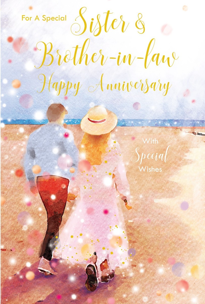 Sister Brother-in-law Anniversary Card Beach Scene