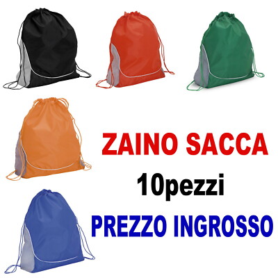 10pezzi ZAINO BORSA TRACOLLA SACCO SACCA ZAINETTO MARE GITA