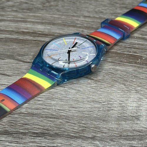 NEW✅LIMITED EDITION✅ Swatch Originals COLORBRUSH Rainbow Watch 41mm SUOW120 $95 - Picture 7 of 13
