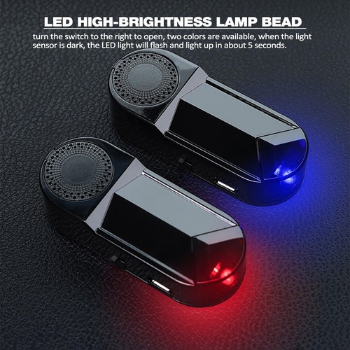 Alarme Voiture Avertissement Flash Solaire Lumière LED Faux Système de Sécurité Anti-Voleur - Photo 9/14