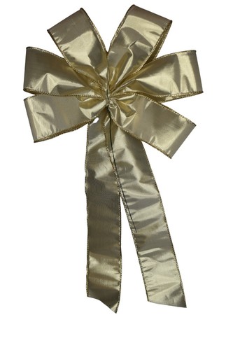 Metallic Soft Gold Wired Wreath Bow - Handmade 10" across - Christmas - Picture 3 of 4