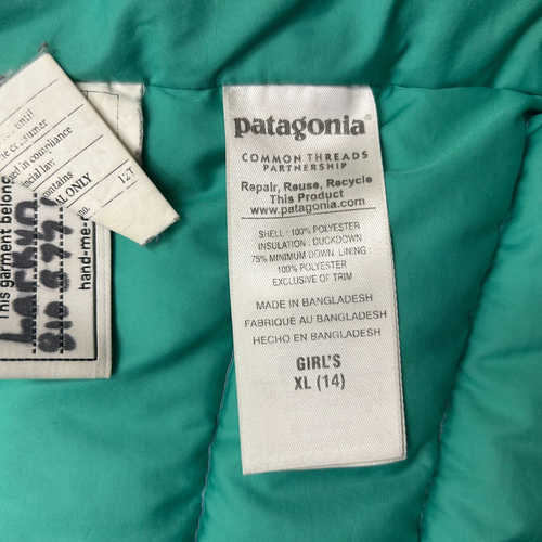 Patagonia Girls Down Sweater Jacket Size XL 14 Full Zip Puffer Multicolor - Picture 6 of 10
