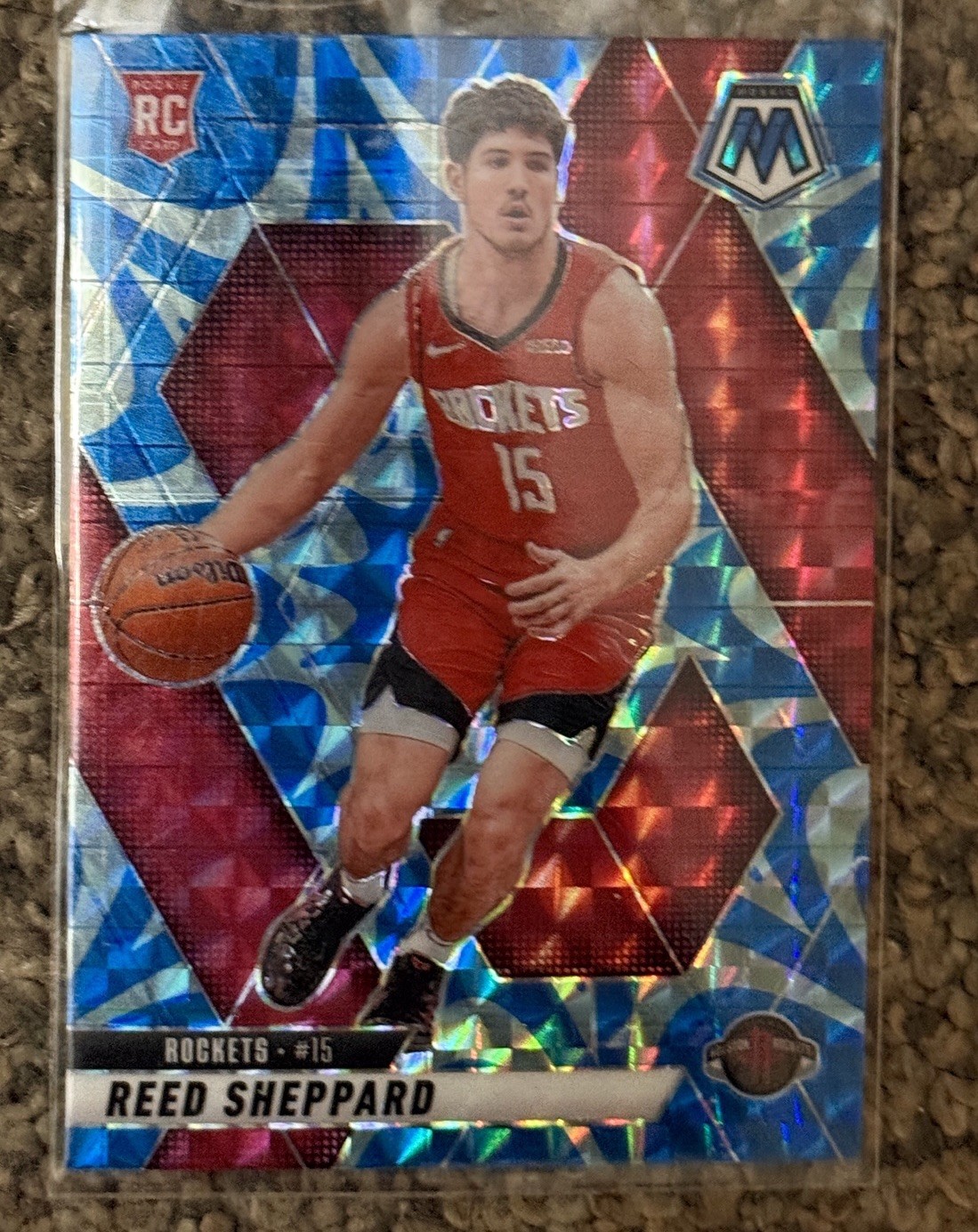 2024-25 Panini Mosaic - Rookies Reed Sheppard #249 Reactive Blue Mosaic Prizm RC