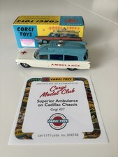 Corgi 437 Superior Ambulance On Cadillac Chassis Re-issue White / Blue MIB & COA