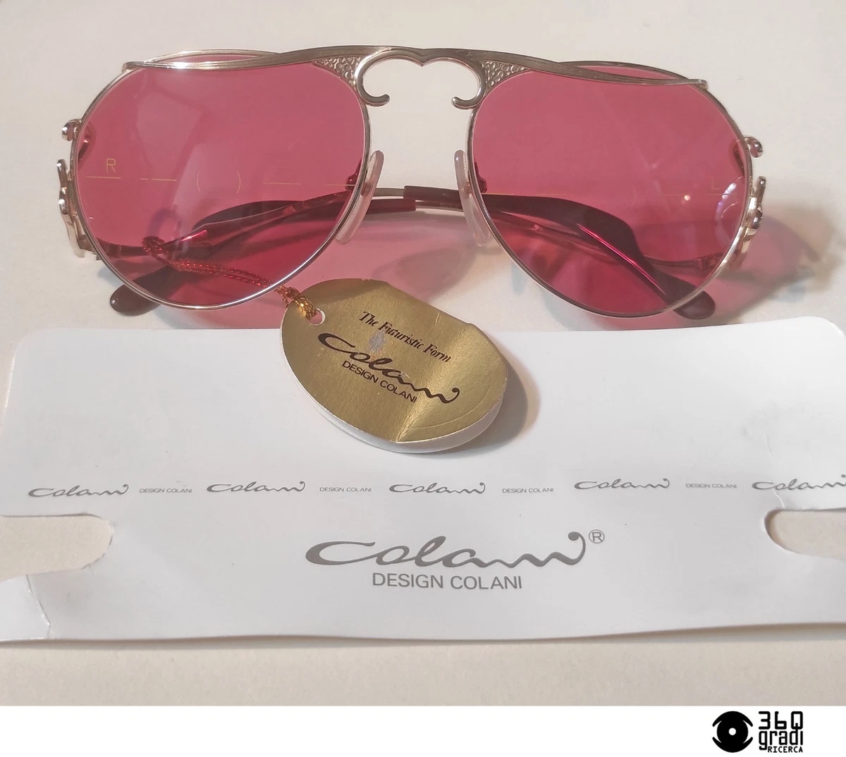 Occhiali Da Sole Vintage Anni 60 Kiss Eyewear Montatura Oro E Nero Lenti Rosa E Gialle UV400