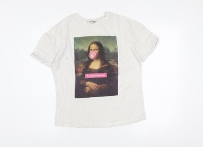 Stradivarius Damen weiß Kunstdruck Supermuse T-Shirt Größe 12