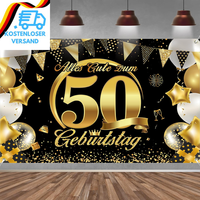 50. Geburtstag Banner Frauen MäNner Deko Schwarz Gold 50 Geburtstag Hintergrund