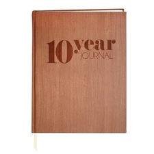 10 Year Journal/Ten Year Diary Log Book/LogBook, Soft Wood Finish - 8'' x 10'...
