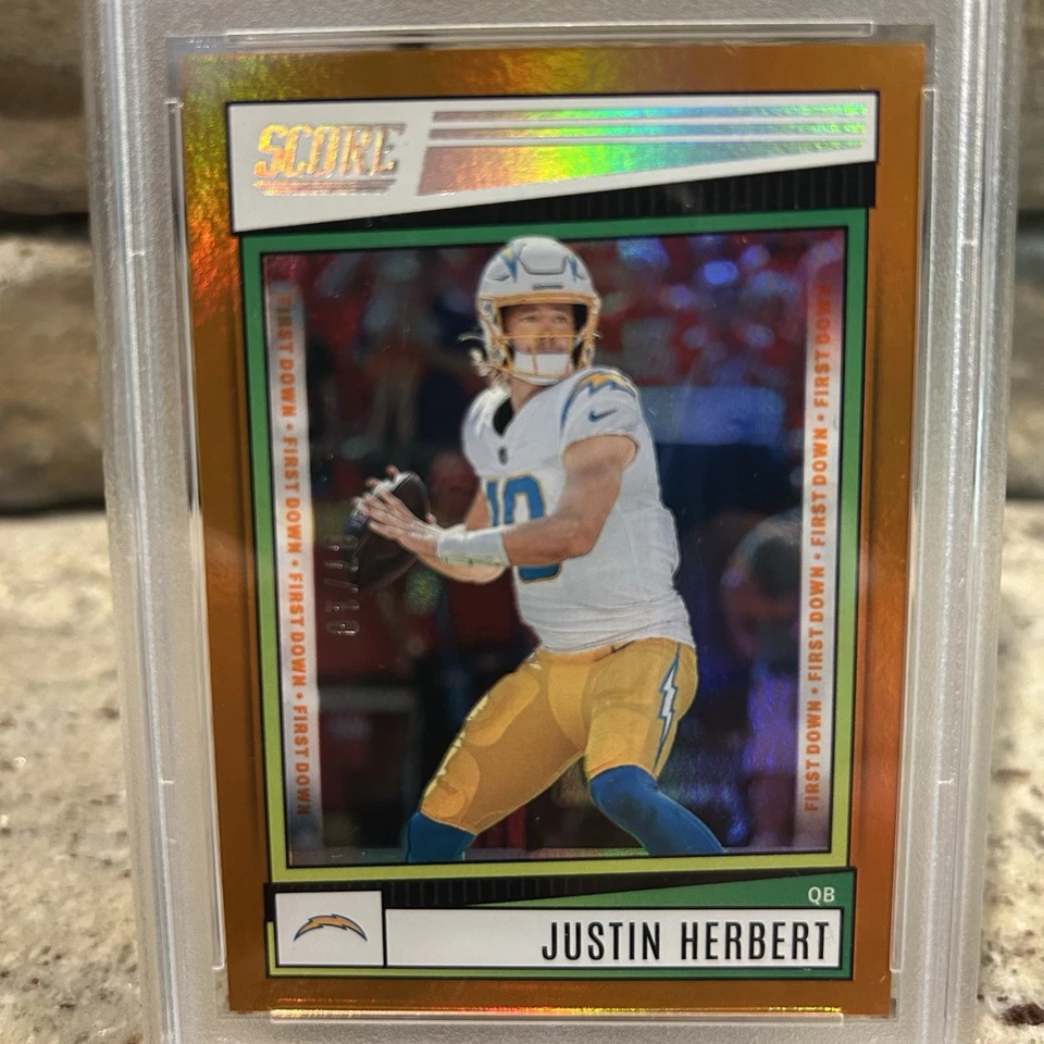 2022 Score Justin Herbert - First Down - Orange - /10 - PSA 9 - Image 3 of 3