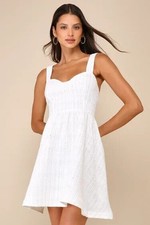 Lulus Charming Pose Ivory Tweed Sequin Mini Dress size XL New!