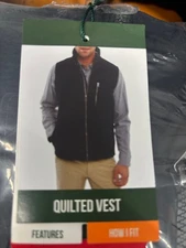 Orvis Men’s Sweater Fleece Lined Mock Neck Zip Vest Quilted Sides(BLACK, M)NWT