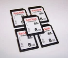 5 Sandisk 8GB SD Cards Industrial Class 10, 8 GB SanDisk SD C10 U1 SD Cards 5pcs