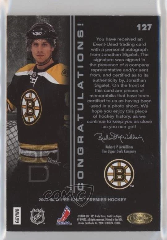 2007 O-Pee-Chee Premier Silver Spectrum /35 Jonathan Sigalet #127 Rookie Auto RC - Image 2 of 2