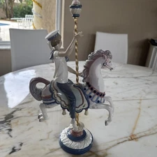 LLADRO 1470 BOY ON CAROUSEL HORSE XL SCULPTURE 15" MIB RETIRED / FREE GIRL  
