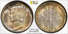 1936-D Silver Mercury Dime PCGS MS-64 Full Bands FB TrueView and Rainbow Toned!