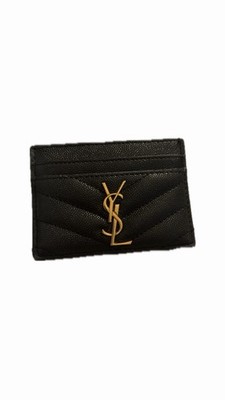 Yves Saint Laurent Kartenetui Geldbörse Lammleder Matélasse Schwarz