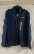 Eddie Bauer Men's NWT Blue Atlantic Marled Fleece 1/2-Zip Pullover Sweater XL