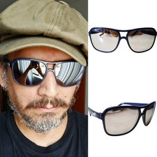 Vintage Sunglasses Pilot Mirror 70's MARTI made in France Nylon Blue Aviator