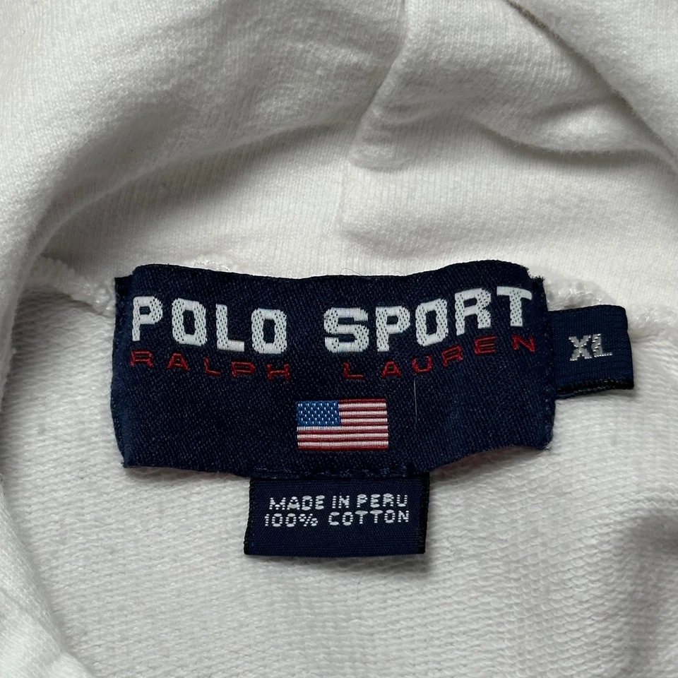 Sudadera con Capucha Polo Deportiva Ralph Lauren De Colección Años 90 XL Blanca Pullover Sudadera Foto 4 de 4