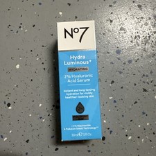 No7 Hydra Luminous Hydrating 2 Hyaluronic Acid Serum 30ml/1fl.oz. New
