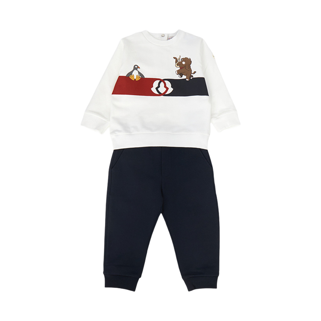 Kids Moncler White Fleece Training Set 24FW Streetwear