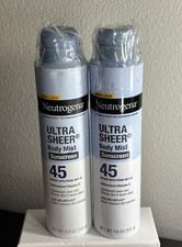 2PK Neutrogena Sheer Body Mist Sunscreen Spray SPF 45 5oz / 141g Exp Date 08/26