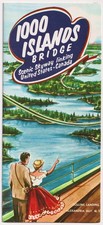 Vintage 1950s 1000 Islands Bridge Travel Brochure Map Alexandria Bay Canada USA