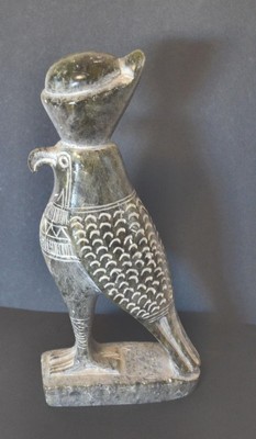 Egyptian Bird Grey Stone Statue Falcon Hawk God Sky Horus Egyptian Museum Figure