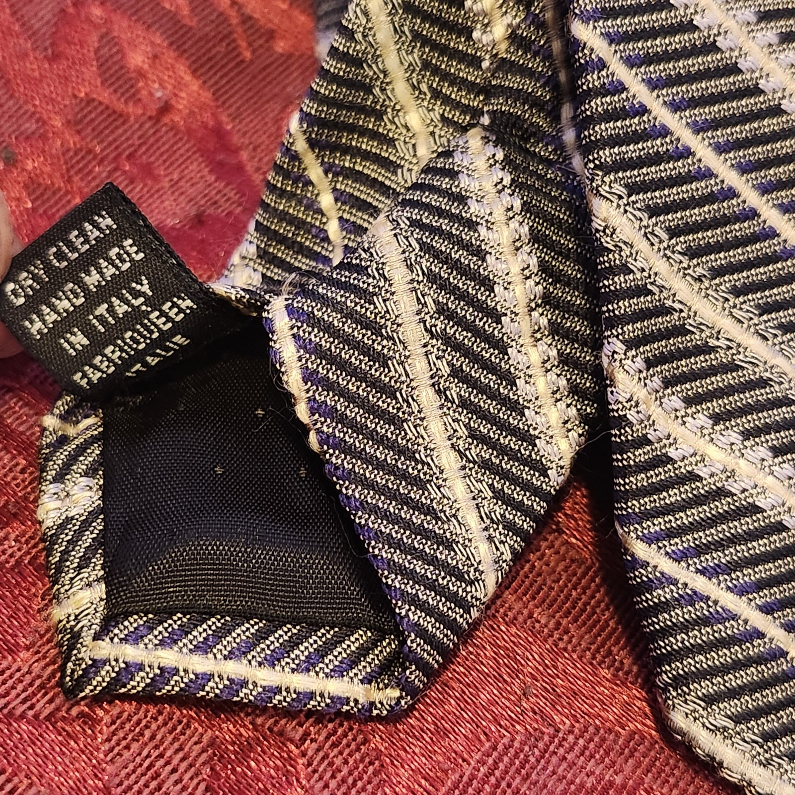 Pavone Black And Gold Geometric 100% Silk Repp Tie Made In Italy image 4