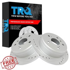 TRQ Rear Brake Rotors G Coated Drilled Slotted for 97-01 Lexus ES300, 92-01 T...