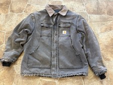 Carhartt Mens Distressed Green Canvas Chore Jacket 3XL