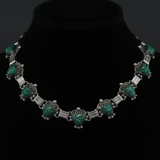 VTG Sterling Silver MEXICO TAXCO Green Onyx Face Mask 17.5